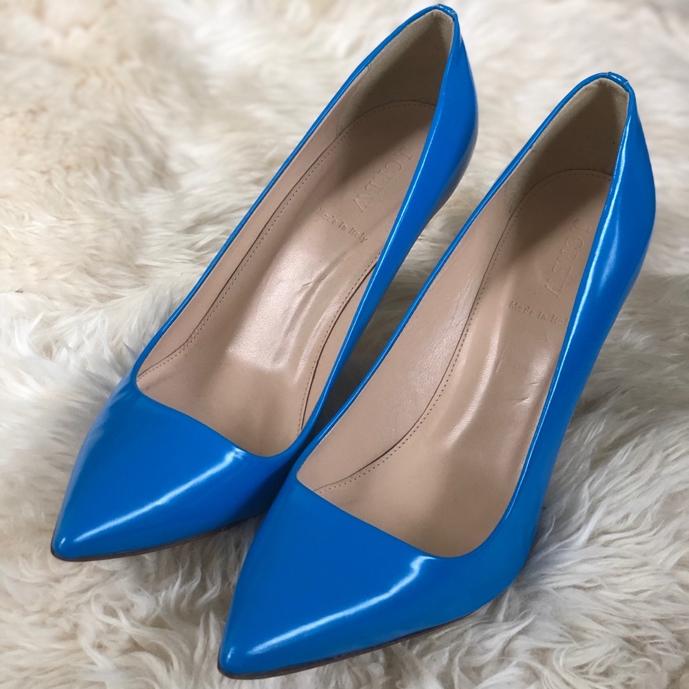 J Crew Cobalt blue gently worn leather pumps.